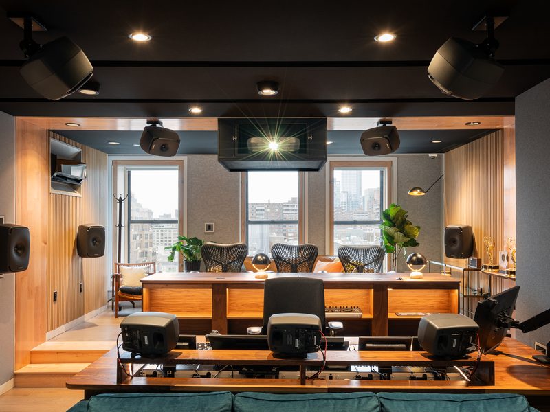 Rear of the mix stage with client seating and city views